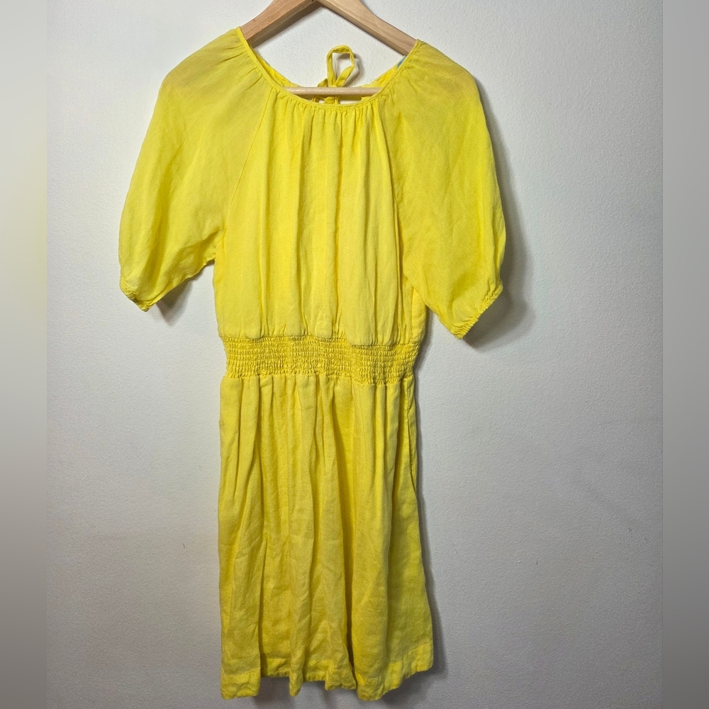 DRAPER JAMES RSVP Fit & Flare Dress Cottagecore Sun Linen Butter Yellow Size M